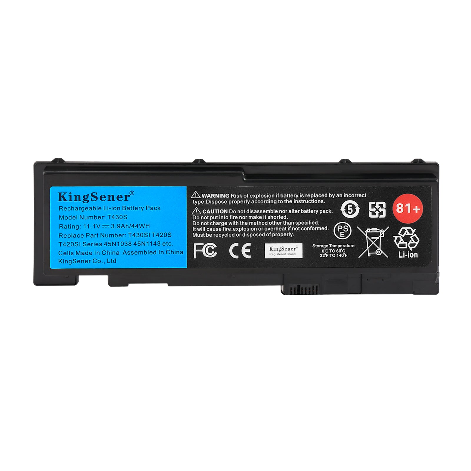 Replacement Battery For Lenovo ThinkPad T430S - Front View on White