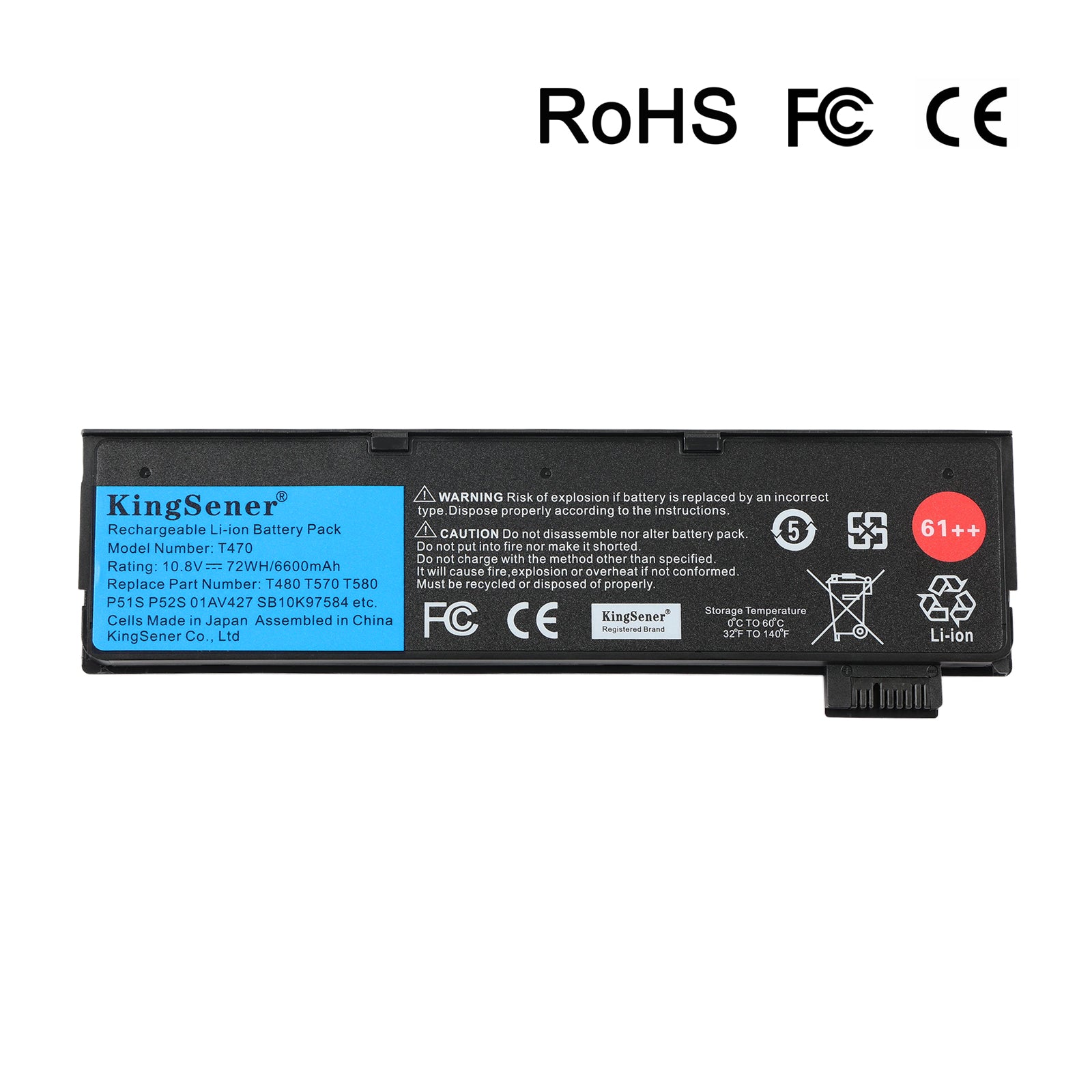 US Stock T470 61++ Laptop Battery For Lenovo ThinkPad T480 T570