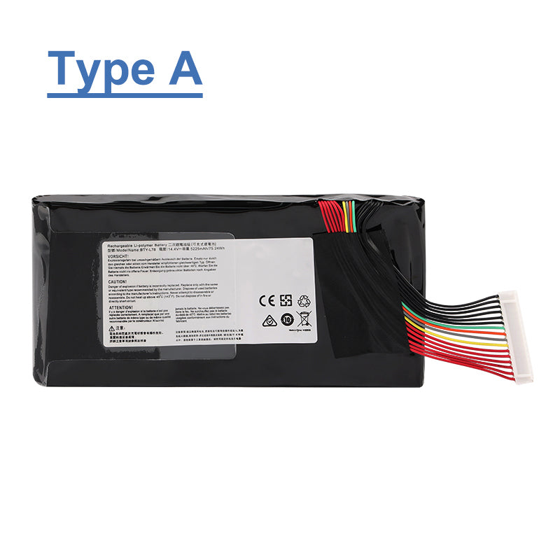 Curved line BTY-L78 Laptop Battery For MSI GT62 GT62VR GT80S GT73 GT73VR GT83 GT83VR GT75 GT75VR MS-1812 MS-1814 5225mAh