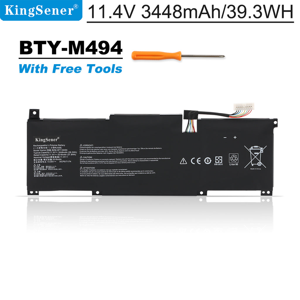 KingSener BTY-M494 3ICP5/71/74 筆記型電腦電池，適用於 MSI Modern 15 H C13M B13M 和 Modern 14 C11M，容量 39.3Wh
