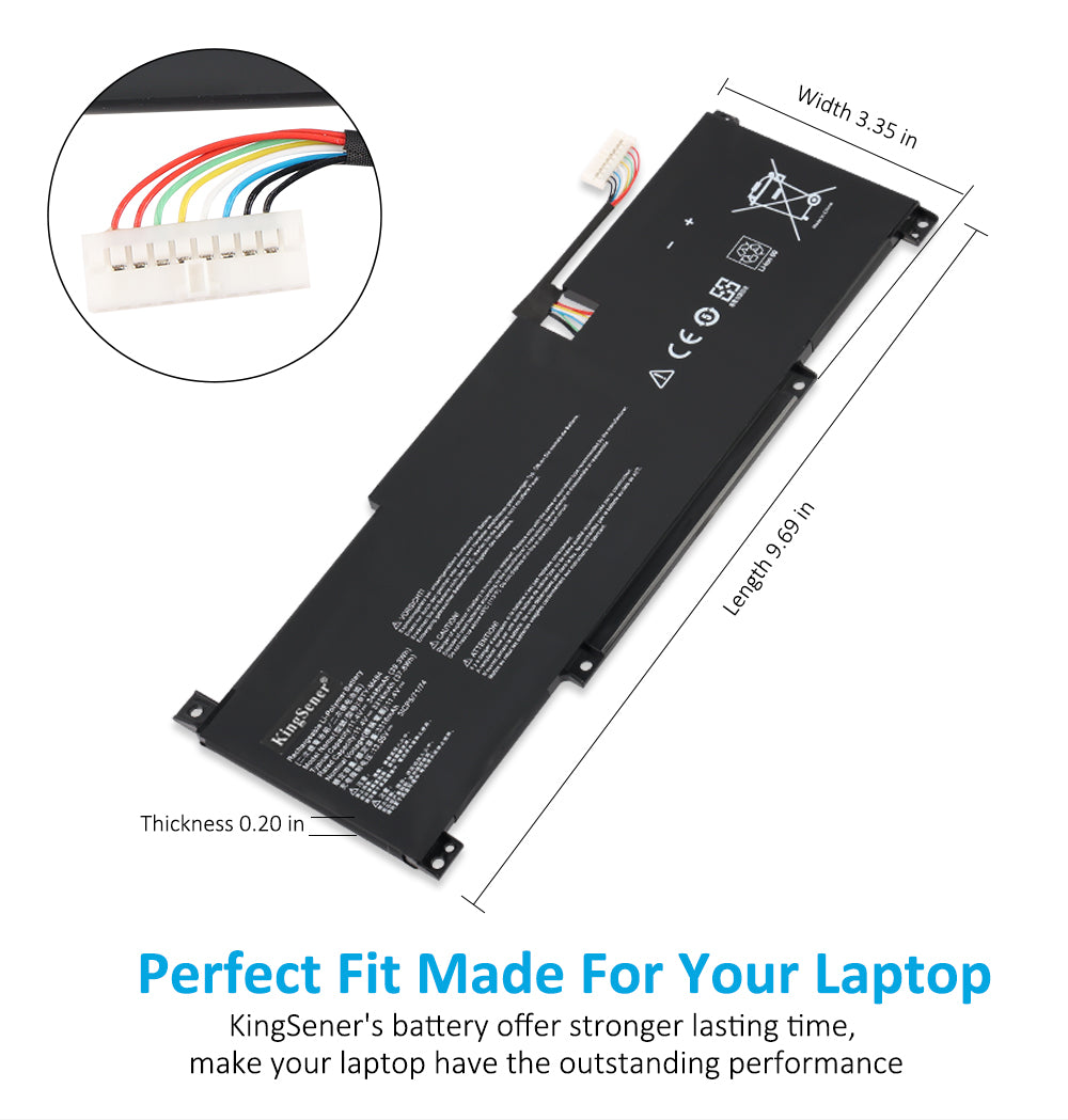 KingSener BTY-M494 3ICP5/71/74 筆記型電腦電池，適用於 MSI Modern 15 H C13M B13M 和 Modern 14 C11M，容量 39.3Wh