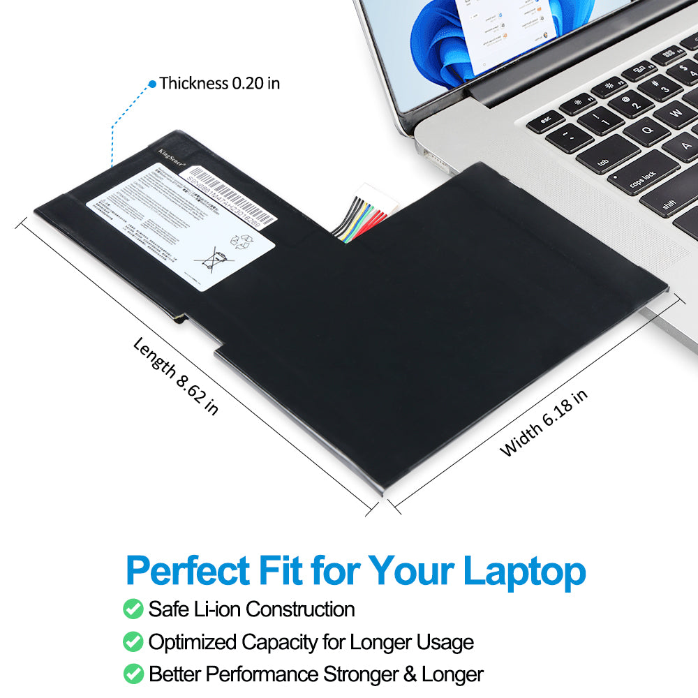MSI BTY-M6F replacement Li-polymer laptop battery 11.4V 52.89Wh dimensions 8.62 inch perfect fit for laptop