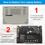 BTY-S3C battery replacement steps: remove back cover screws, unplug connector, unscrew 4 mounting points and lift out