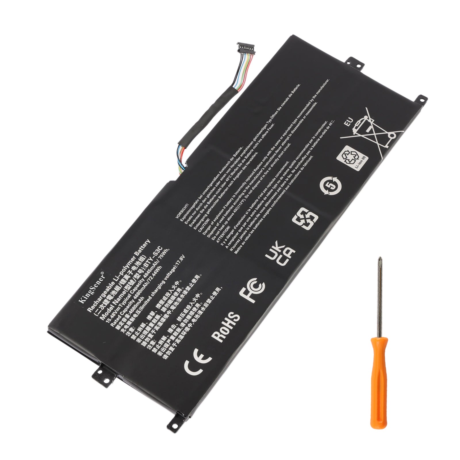 BTY-S3C 75Wh Li-ion battery comes with free screwdriver tool for easy DIY replacement in MSI Prestige 13 AI Evo