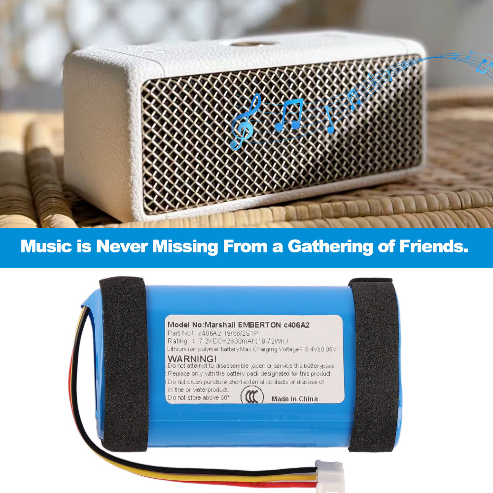 Marshall-C406A2-7.2V-18.72Wh-Bluetooth-Speaker-Battery