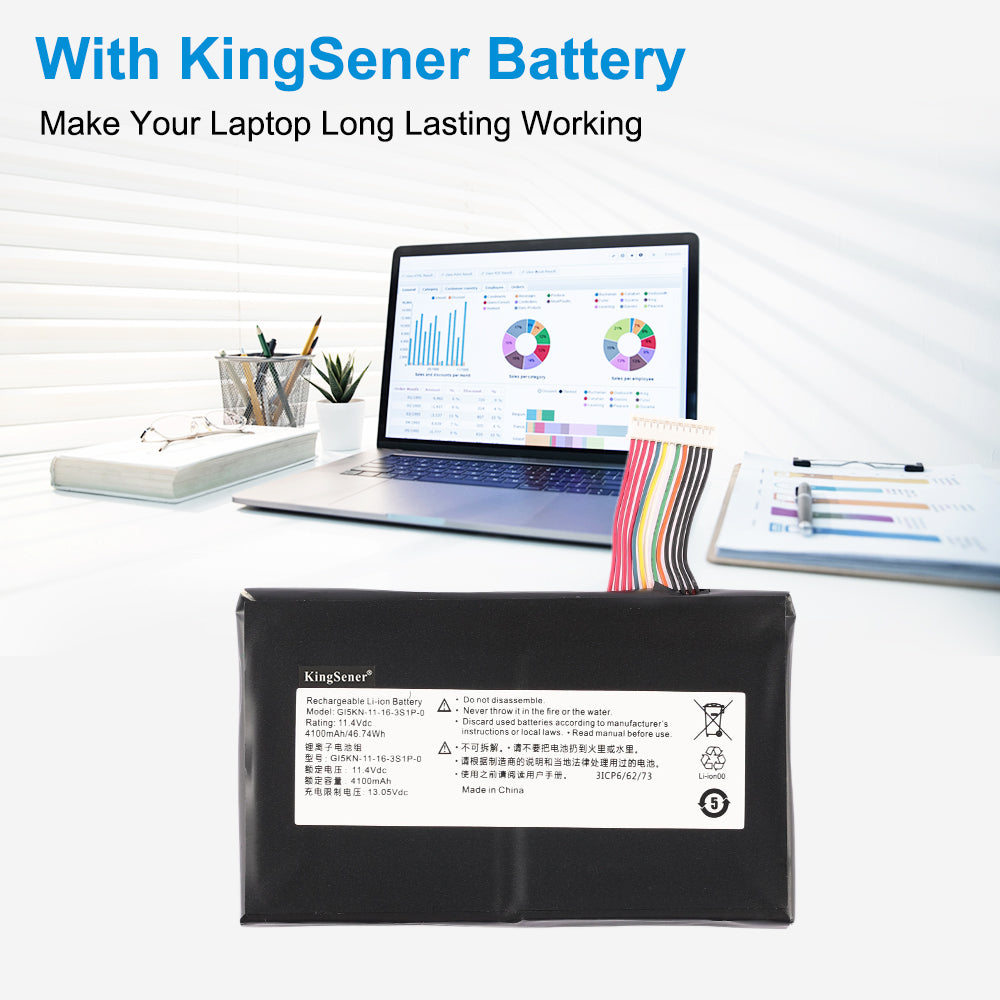 KingSener GI5KN-11-16-3S1P-0 replacement laptop battery 11.4V 46.74Wh 4100mAh for HASEE CLEVO gaming laptop
