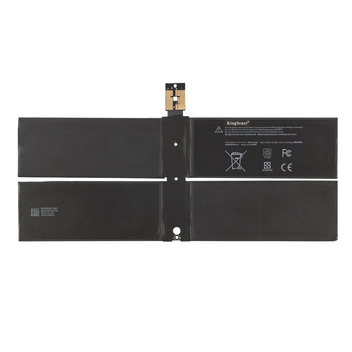 DYNK01 G3HTA036H replacement laptop battery 7.57V 45.2Wh 5970mAh Li-ion for Surface Laptop, white background