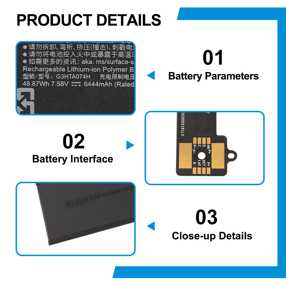 Microsoft-G3HTA074H-7.58V-48.87Wh-Tablet-Battery