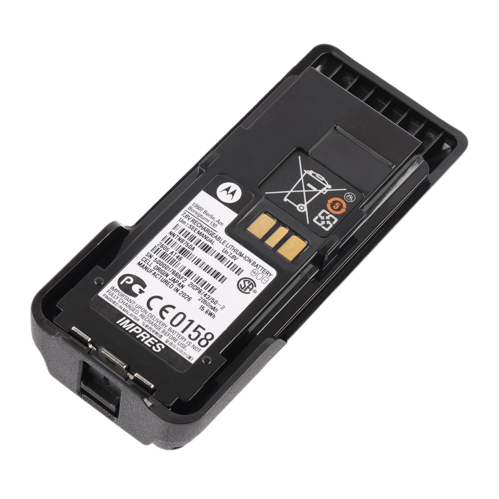 NNTN8750A Battery Replacement for Motorola APX3000 APX4000 7.4V 2050mAh