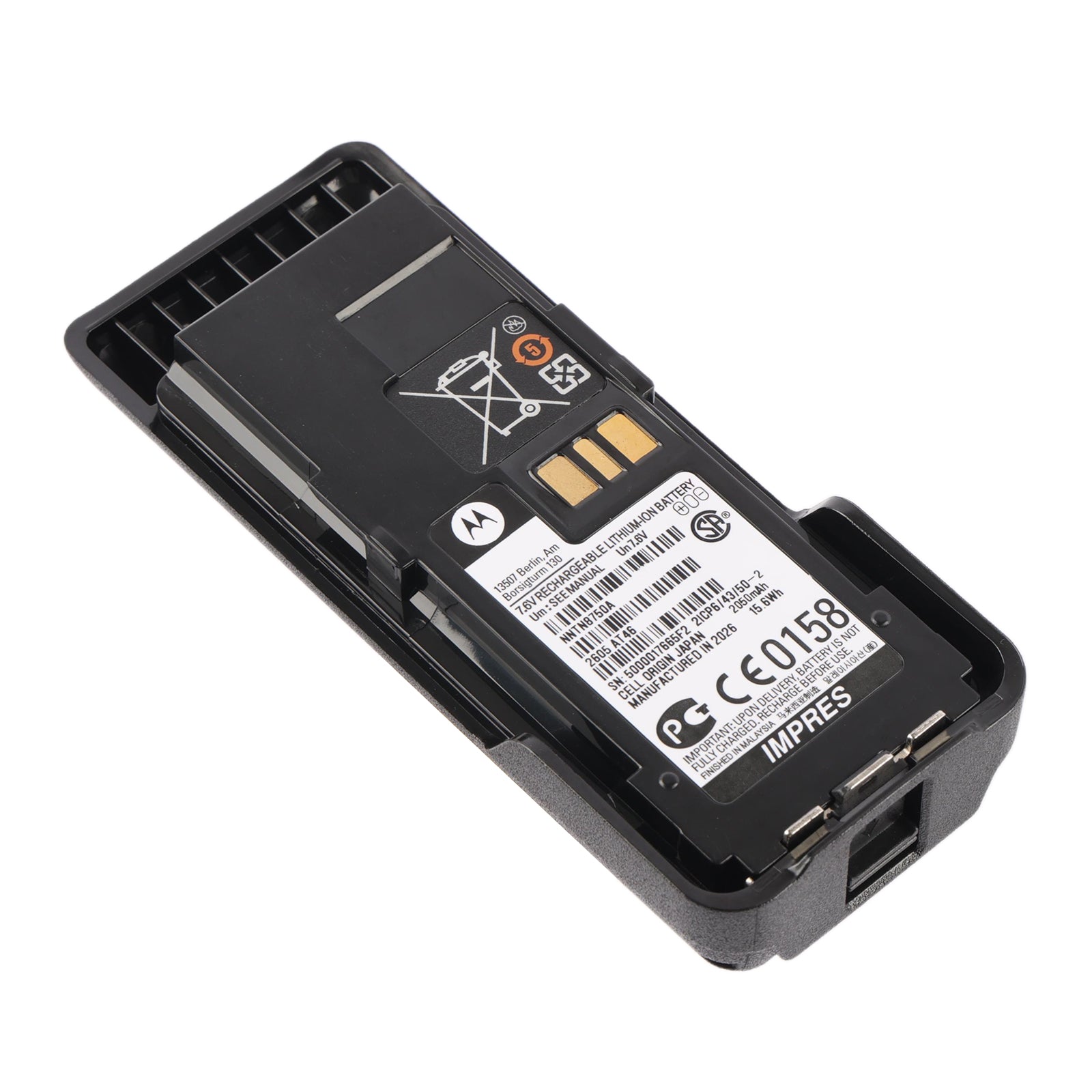 NNTN8750A Battery Replacement for Motorola APX3000 APX4000 7.4V 2050mAh