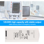 BAT5500P-1 14.4V 9.0Ah 129.6Wh backup battery powers Nihon Kohden NKV-550 ventilator in ICU ward