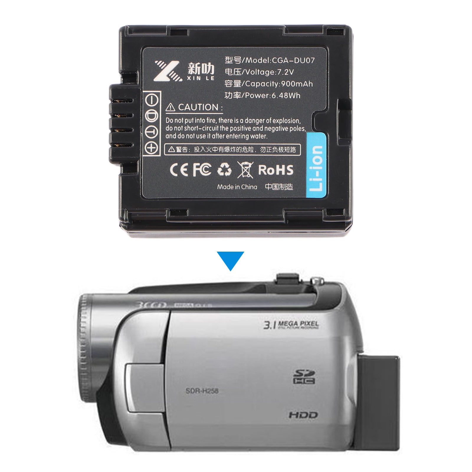 Panasonic CGA-DU07 CGA-DU06 VW-VBD070 Camcorder Battery 7.2V