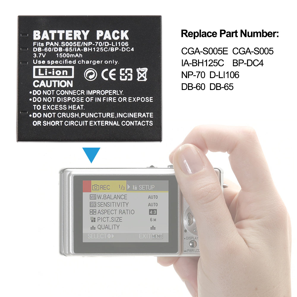 Panasonic-S005E-3.7V-5.55Wh-Camera-Battery