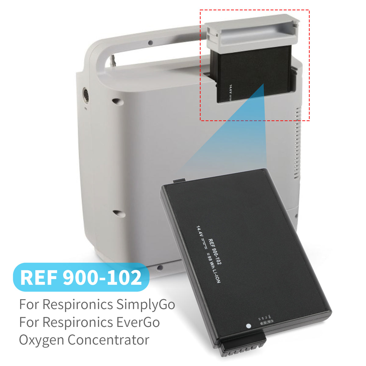 REF 900-102 replacement battery for Philips Respironics SimplyGo EverGo portable oxygen concentrator medical equipment