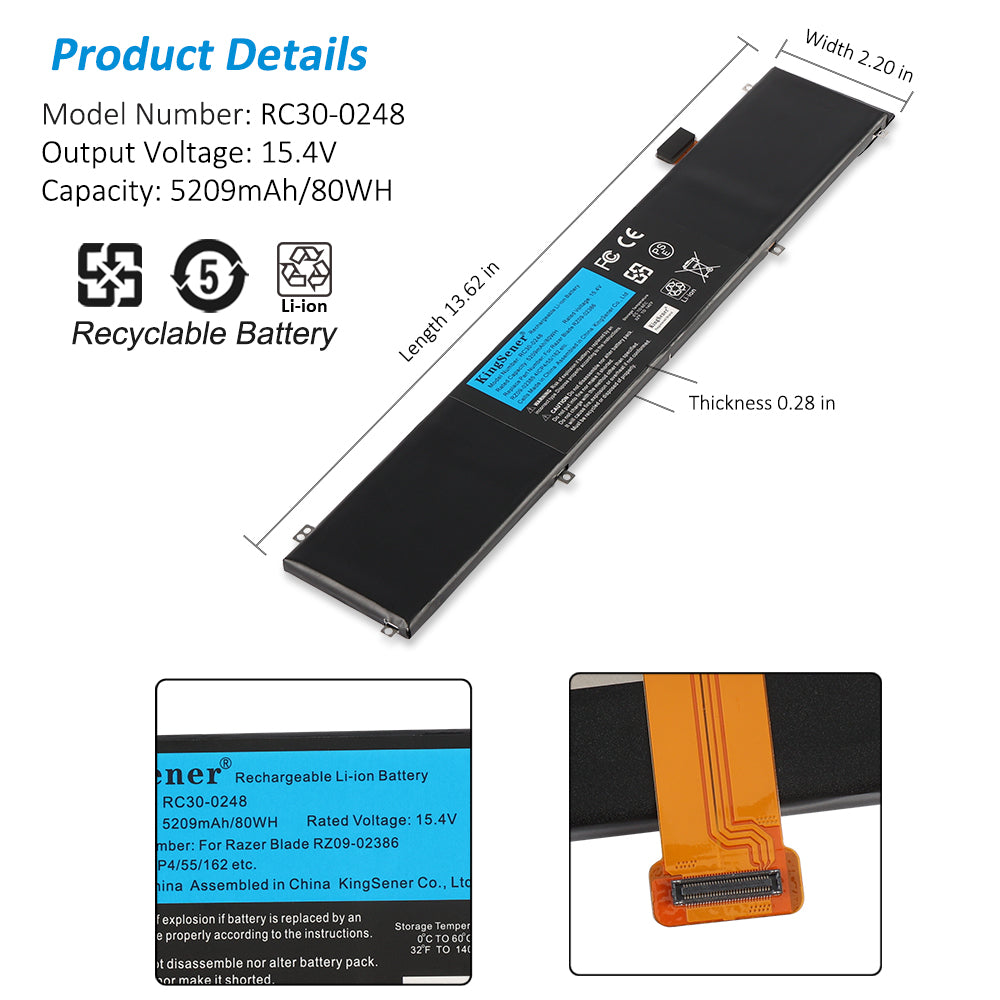 KXRSII RC30-0248 Laptop Batterij voor Razer Blade Advanced 15 2018 2019 2020 2021 RTX 2060 2070 2080 RZ09-0238 RZ09-02385 RZ09-02386 RZ09-0301 RZ09-0301 RZ09-0301 RZ09-0301 RZ09-0301 RZ09-028. 8 KXRSII RC30-0248 Laptop Batterij voor Razer Blade Advanced 15 2018 2019 2020 2021 RTX 2060 2070 2080 RZ09-0238 RZ09-02385 RZ09-02386 RZ09-0301 RZ09-0301 RZ09-0301 RZ09-0301 RZ09-0301 RZ09-028. 8