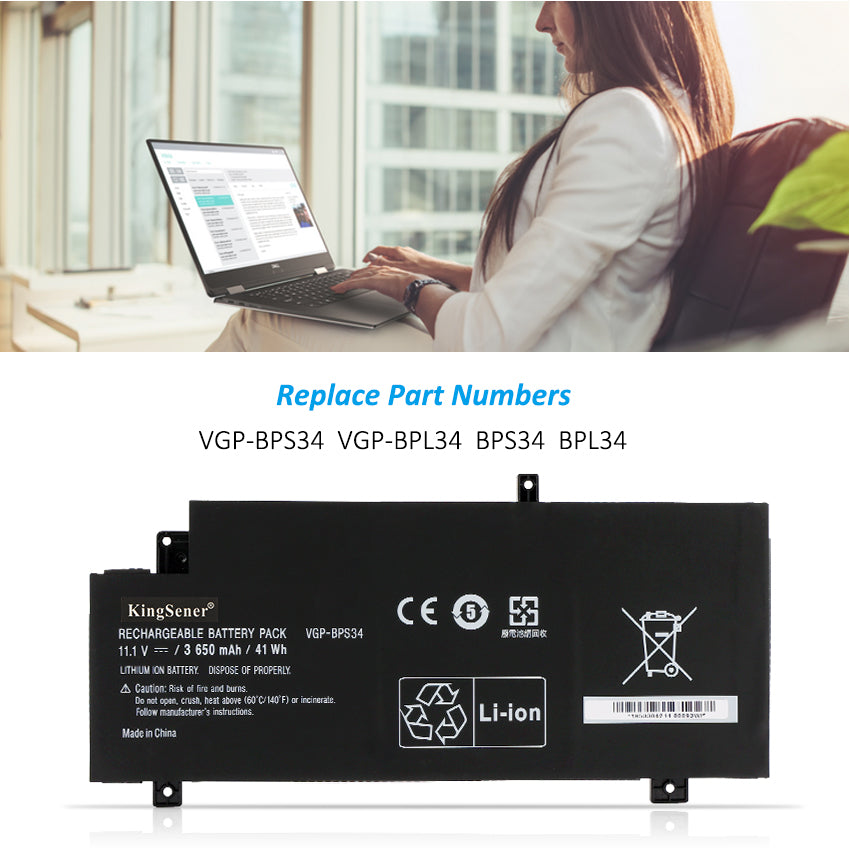KingSener VGP-BPS34 Battery For SONY Vaio Fit 15 SVF15A SVF14A Series SVF15A1ACXB SVF15A1AC XS SVF14A SVF14AC1QU