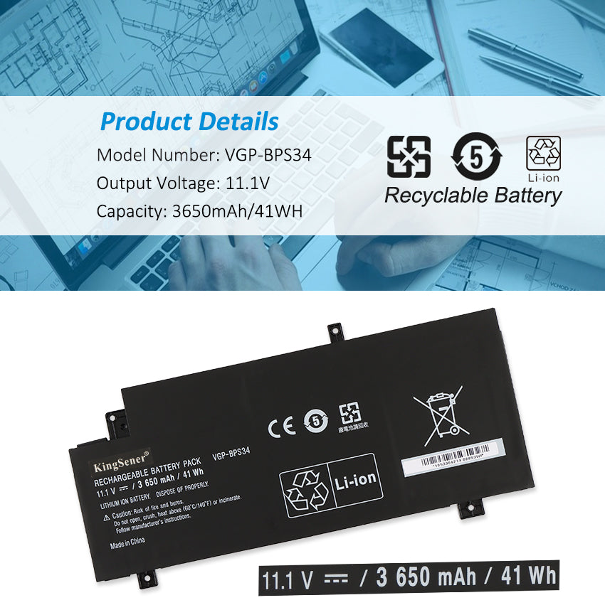 KingSener VGP-BPS34 Battery For SONY Vaio Fit 15 SVF15A SVF14A Series SVF15A1ACXB SVF15A1AC XS SVF14A SVF14AC1QU