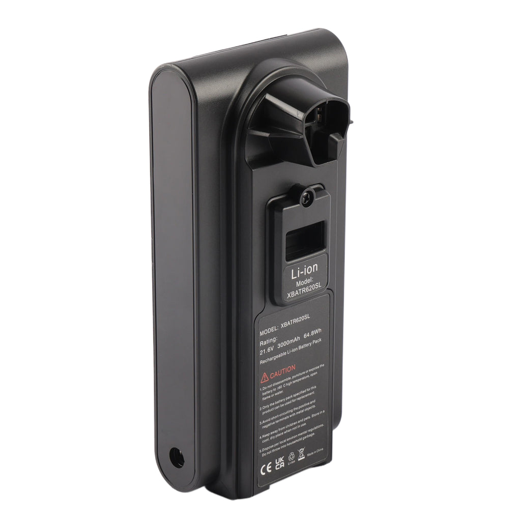 XBATR620SL battery side profile for Shark UZ565H LZ500 cordless vacuum, 21.6V 3000mAh, vertical standing view