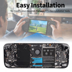 F7A 50.3Wh battery fitted inside an opened Steam Deck shell, no modification needed, install tools included