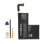 F7A battery with repair tools on white background showing 7.74V 53Wh specifications