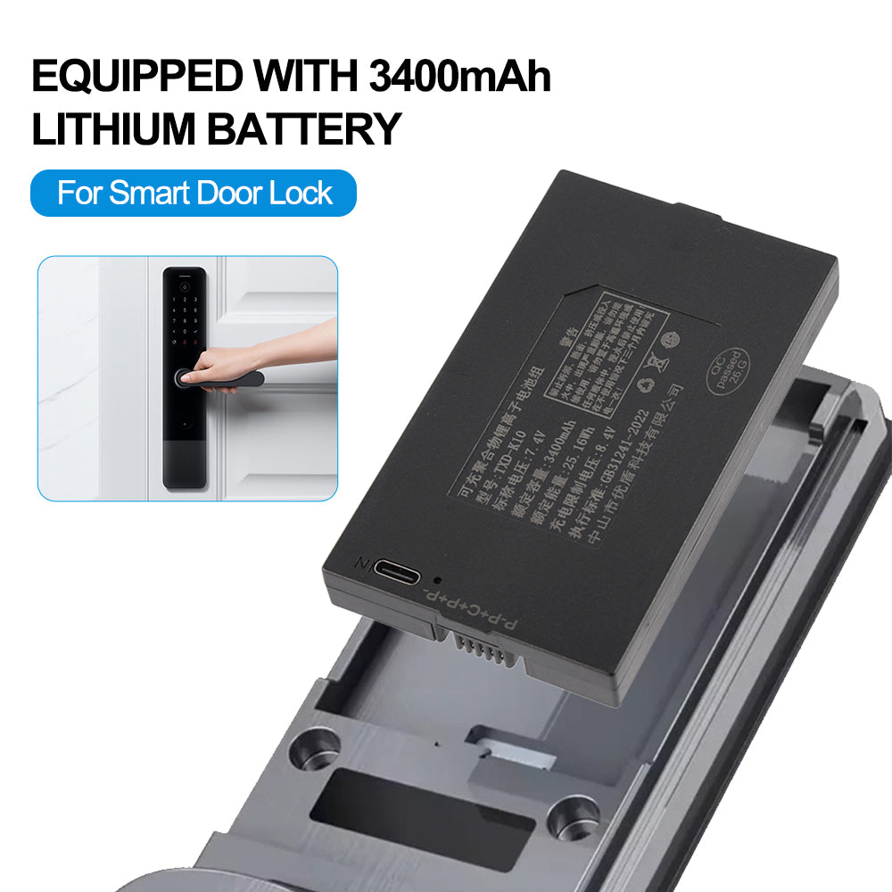 TXD-K10 3400mAh replacement battery designed for smart door locks and fingerprint lock systems