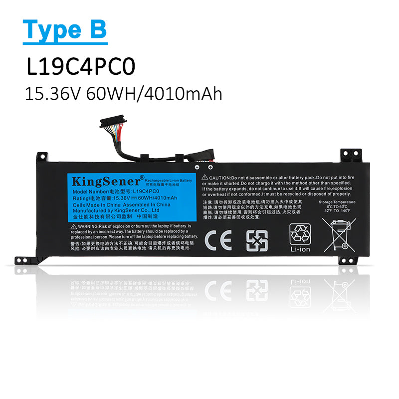 Kingsener L19C4PC1 Laptop Battery For Lenovo Legion Y7000P R7000P 5P-15IMH05 Legion 5-15IMH05 5-15ARH05 Series L19C4PC0 5B10W86196 L19M4PC0 L19M4PC1 L19C4PC0