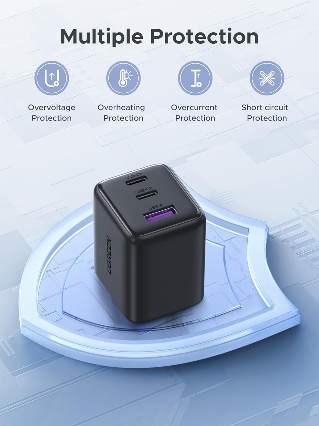 UGREEN 30W 3-Port GaN II USB-C Charger with 2 USB-C and USB-A