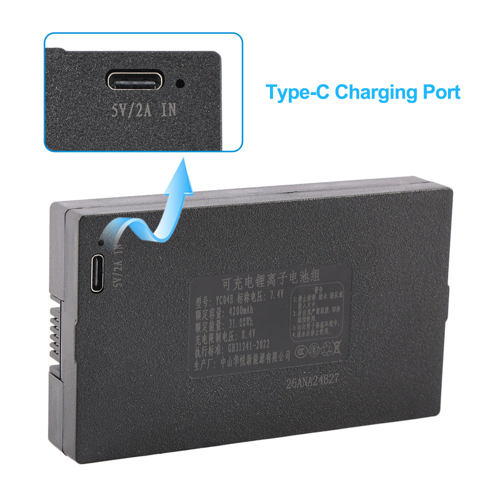 YC04E 4200mAh Replacement Battery For Smart Door Lock - Type-C Charging Port