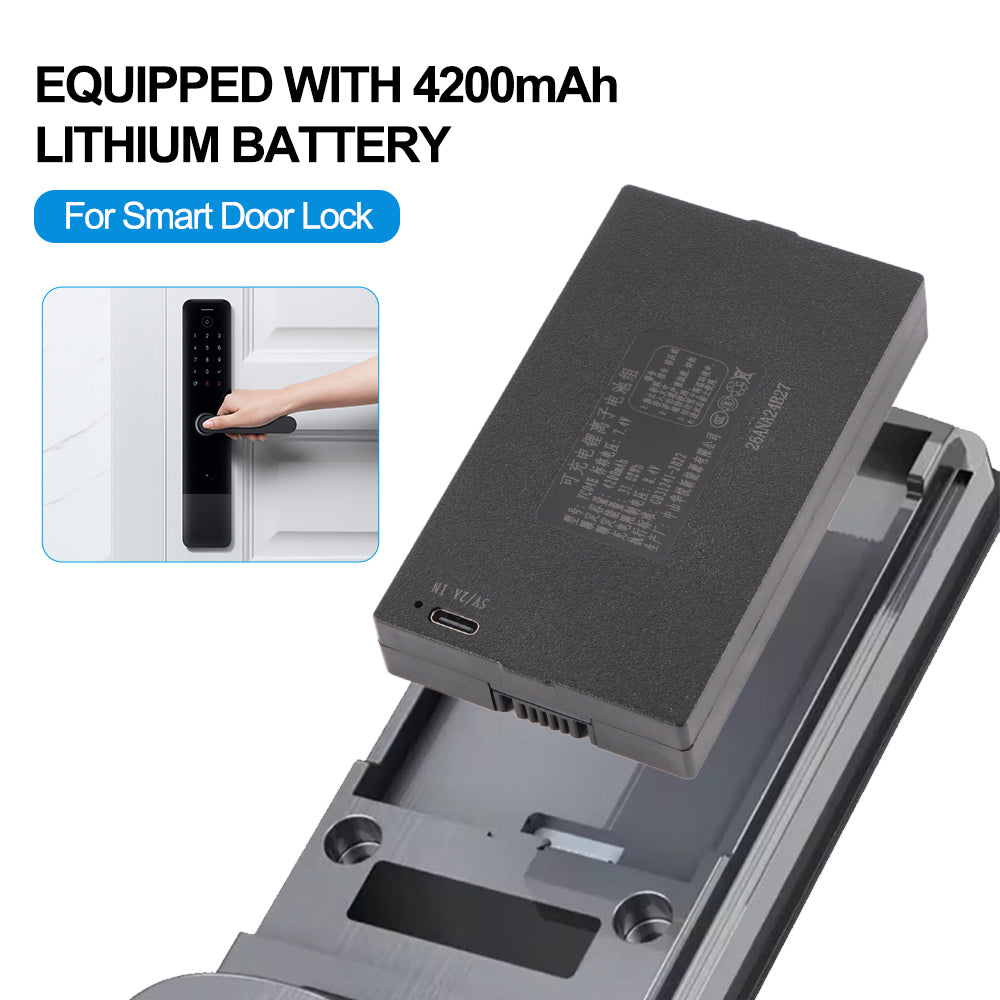 YC04E Replacement Battery For Smart Door Lock - Equipped With 4200mAh Lithium Battery