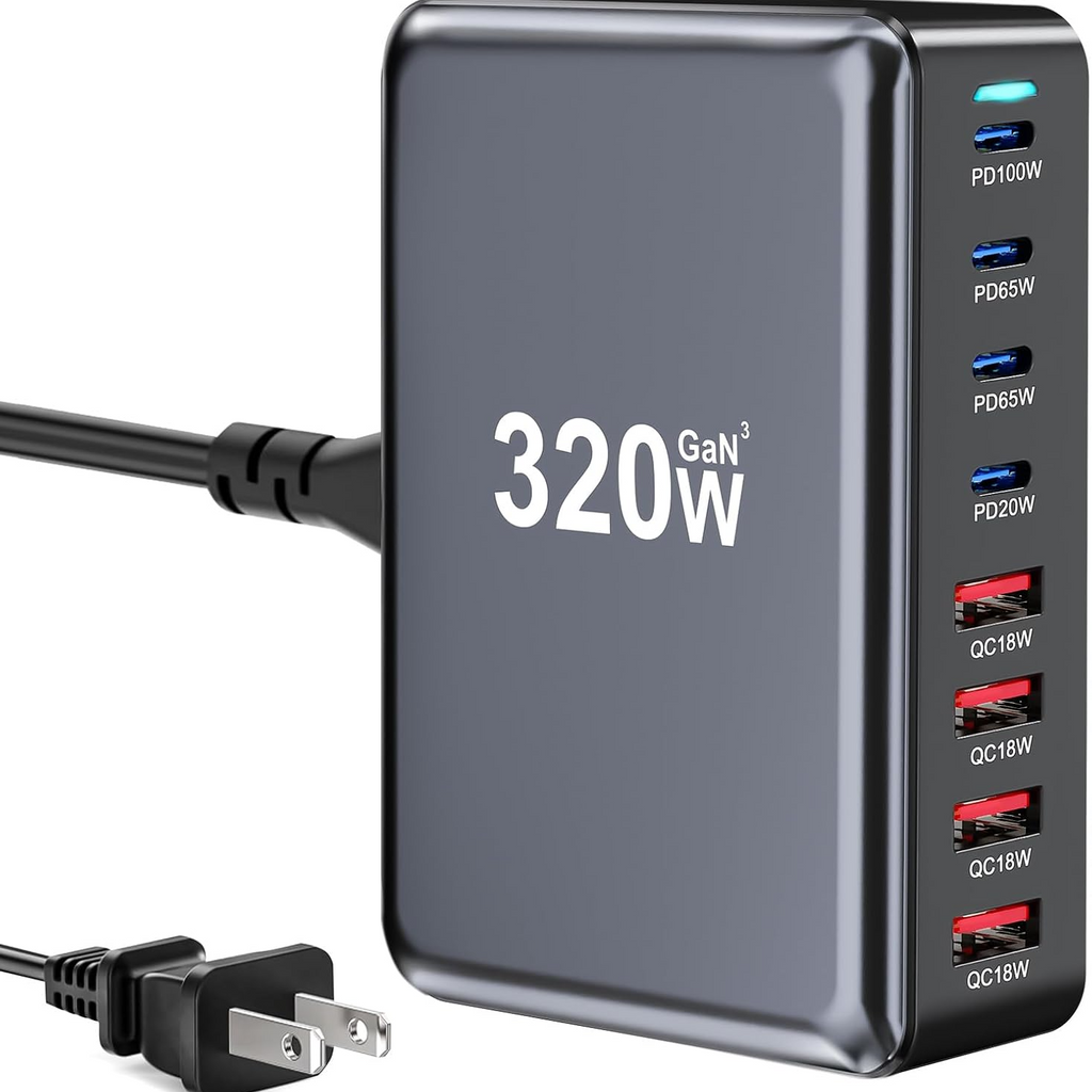 YMX-320W 320W USB-C GaN Charging Station with Dual 100W PD GaN III Pro