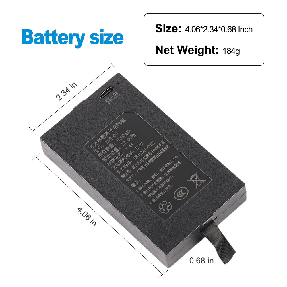 ZNS-09 5000mAh Replacement Battery For Smart Door Lock - Battery Size