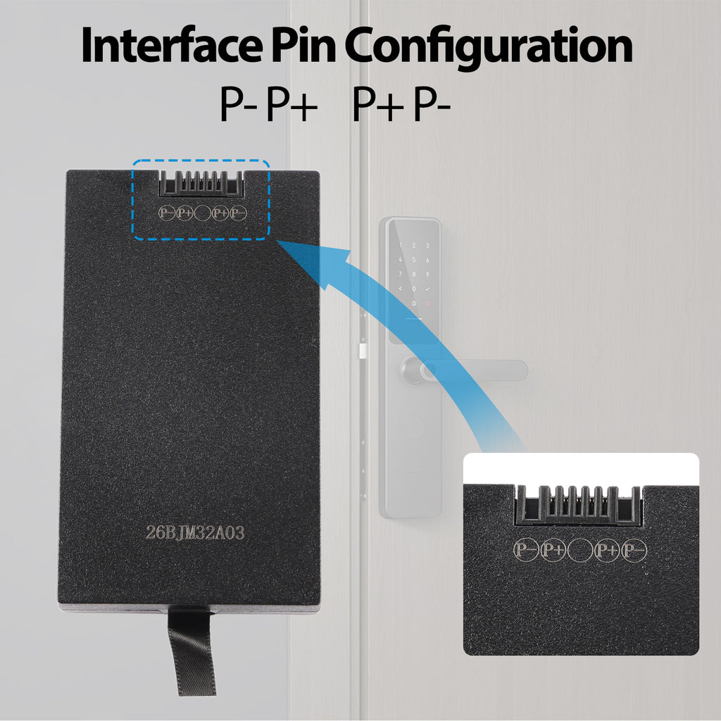 KingSener ZNS-091 smart door lock battery 4-pin interface P- P+ P+ P- configuration, board mark 26BJM32A03 for smart lock