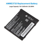 AMME3735 replacement battery product photo showing 7.6V 3300mAh/25.08Wh large capacity