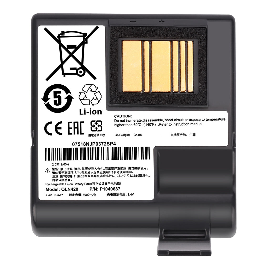 P1040687 Replacement Battery For Zebra QLN420 ZQ630 ZQ63-ACFAC10-00 7.4V 4900mAh