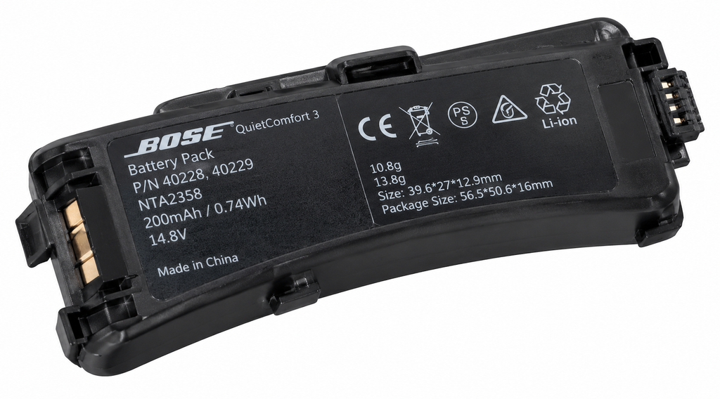BOSE QC3 battery angled product view