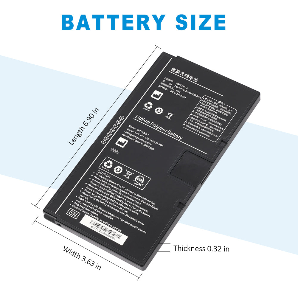Fujifilm iRay Mars replacement battery dimensions - 6.90 x 3.63 x 0.32 inches, 7.6V 3500mAh Li-Polymer