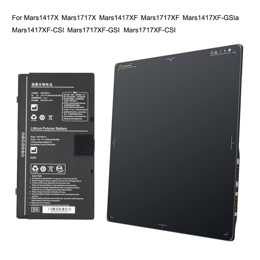 Fujifilm iRay Mars series battery compatibility chart - supports all Mars1417X and Mars1717X variants