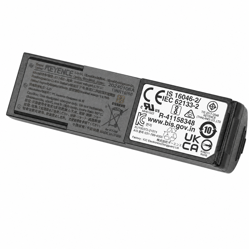 Keyence BT-B5 battery product detail on a pure white background