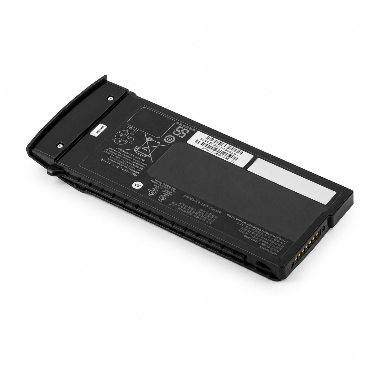 Motorola ET1 battery angled label view with terminals