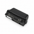 Zebra BT-000490E 4600mAh scanner battery on a pure white background, showing its black housing, contacts, connectors, and printed labels.