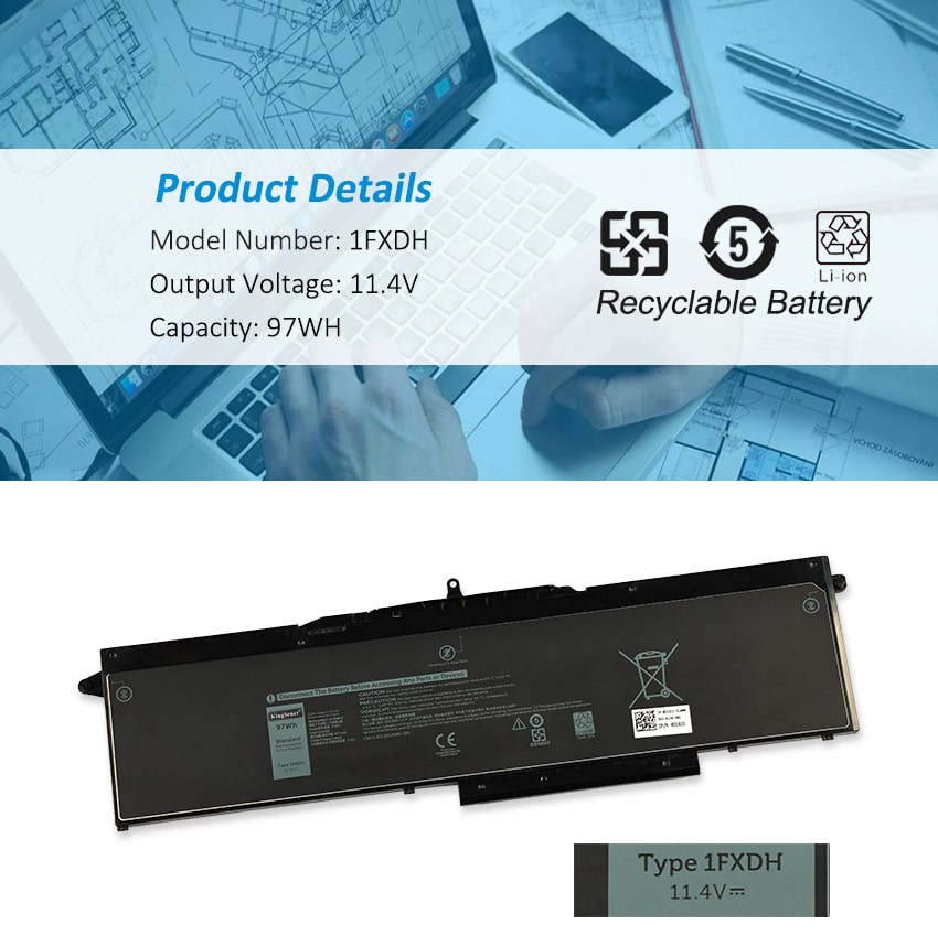 Kingsener-1FXDH-laptop battery-97WH