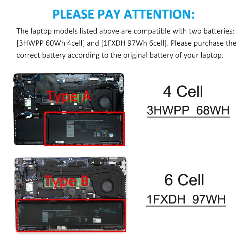 Kingsener-1FXDH-laptop battery-97WH