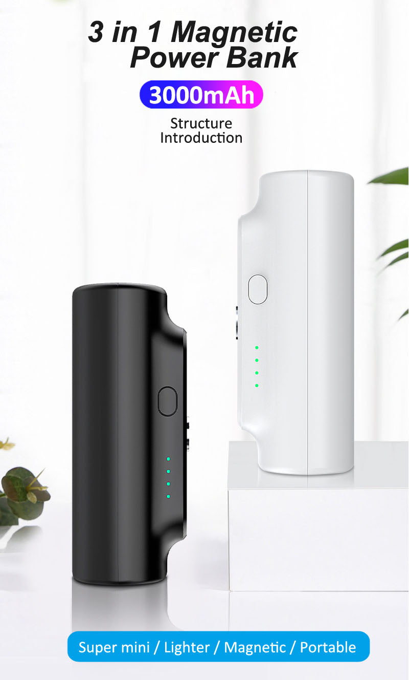 Magnetic Power Bank M-01 3000mAh Mini Magnet Charger For Xiaomi Emergency Mobile Portable Magnetic External Battery