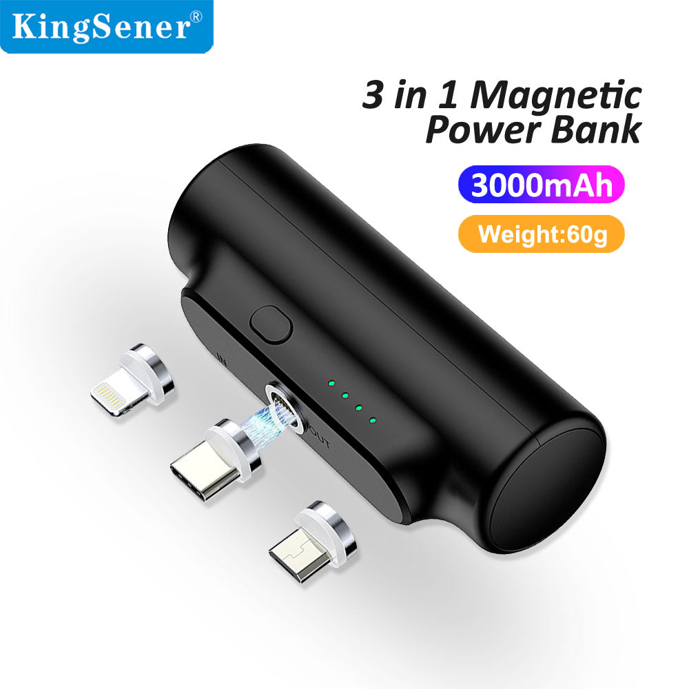 Magnetic Power Bank M-01 3000mAh Mini Magnet Charger For Xiaomi Emergency Mobile Portable Magnetic External Battery