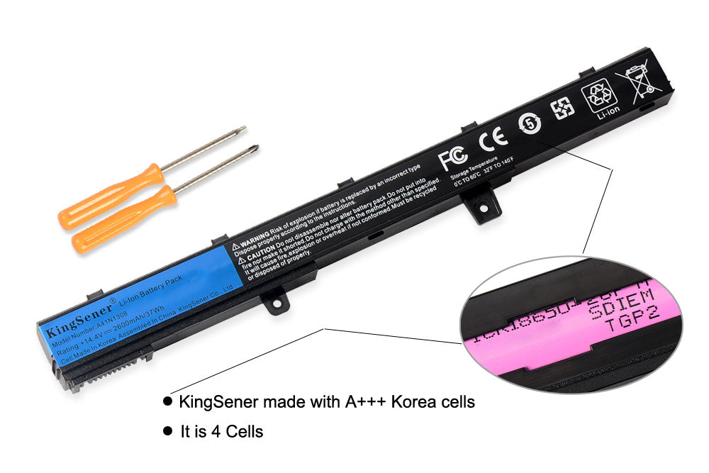 KingSener A41N1308 Battery For ASUS X451 X551 X451C X451CA X551C X551CA X551M Series A31N1319 A31LJ91 X45LI9C 14.4V 37WH