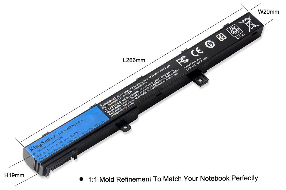 KingSener A41N1308 Battery For ASUS X451 X551 X451C X451CA X551C X551CA X551M Series A31N1319 A31LJ91 X45LI9C 14.4V 37WH