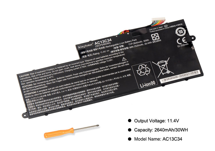 AC13C34 Battery for Acer Aspire V5-122P V5-132 E3-111 E3-112 ES1-111M 30WH