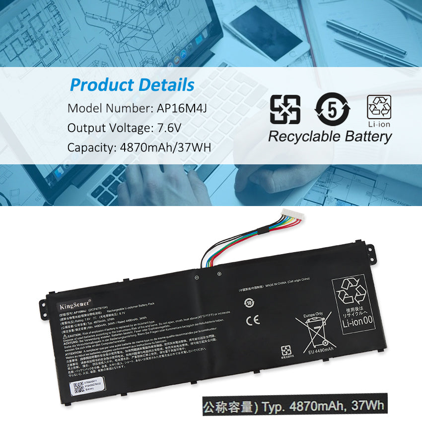 ACER-Aspire-37WH-4870mAh-AP16M4J-Laptop-Battery