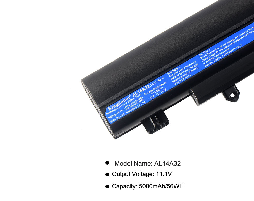KingSener 全新 AL14A32 筆記本電池適用於宏基 E14 E15 E5-411 E5-421 E5-471 E5-511 E5-551 E5-572 V3-572 AL14A32 11.1V 56WH