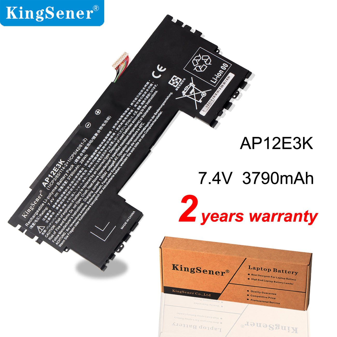 KingSener AP12E3K Laptop Battery for Acer Aspire S7 S7-191 Ultrabook 11 inch 1/CP3/65/114-2 1/CP5/42/61-2 AP12E3K 28WH